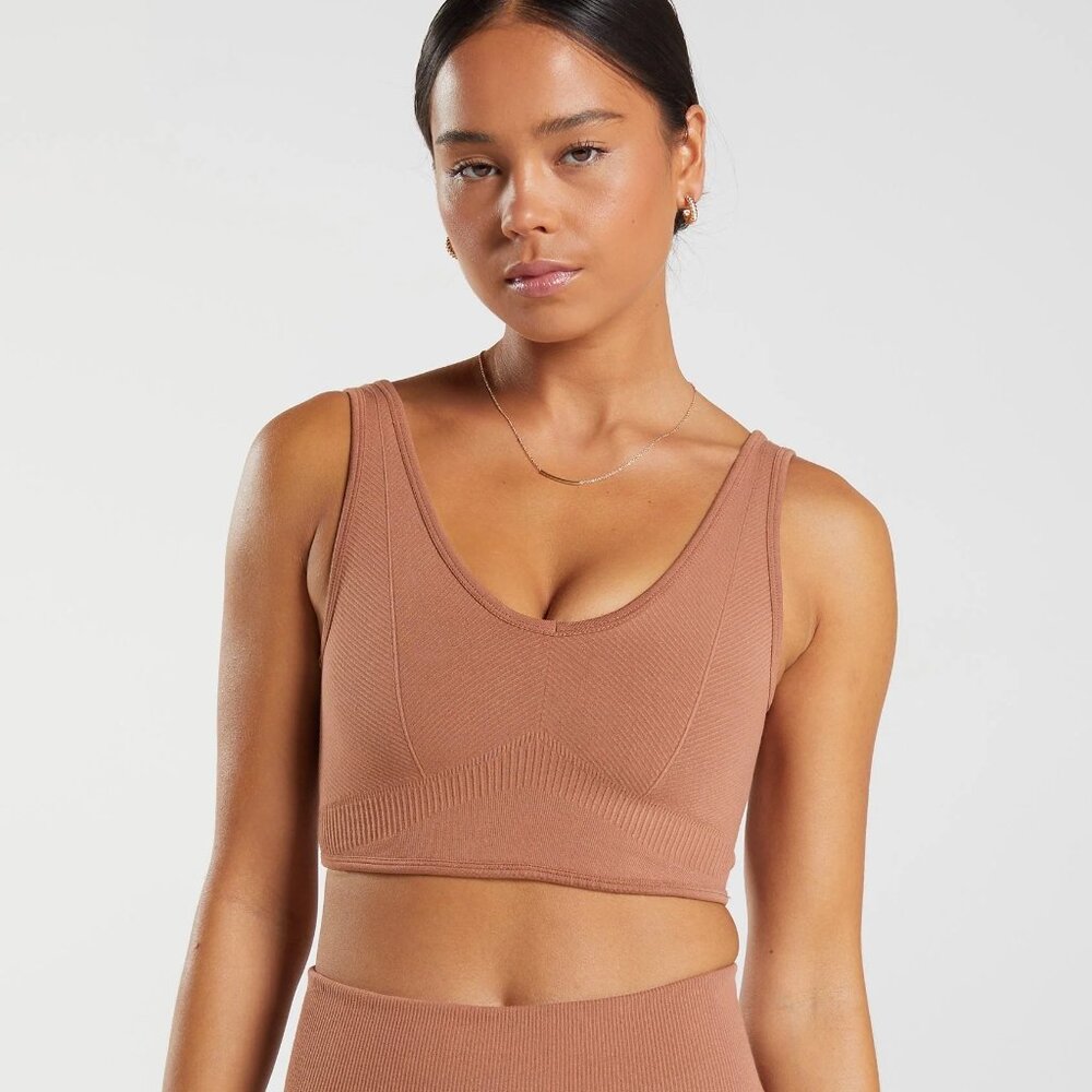 Gymshark – Rest Day Seamless Bralette (Coffee Brown, XS, Brand New)
